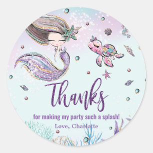 Whimsical Mermaid Under Sea Birthday Gefallen Runder Aufkleber