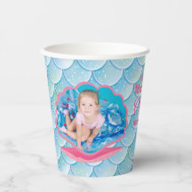 Whimsical Mermaid Under Sea Birthday Paper Cup