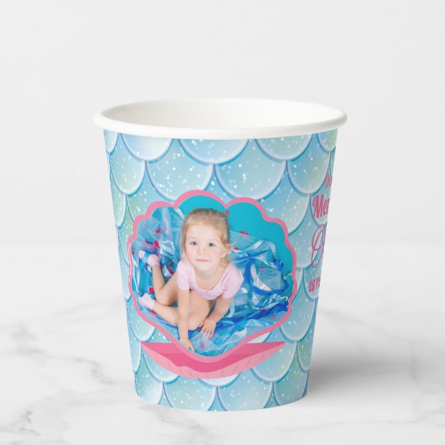 Whimsical Mermaid Under Sea Birthday Paper Cup Pappbecher (Vorderseite)