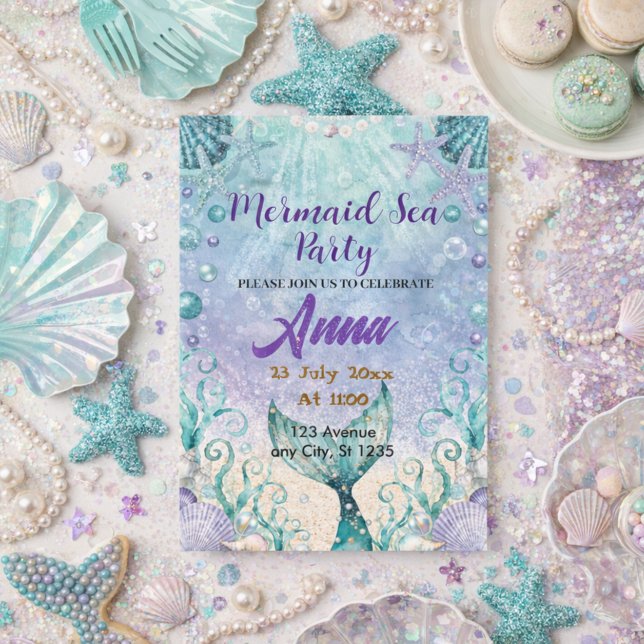 Whimsical Mermaid Under the Sea Birthday Party  Einladung (Von Creator hochgeladen)