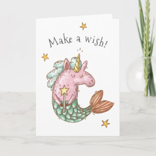 Whimsical Mermaid Unicorn Geburt wünschen Karte