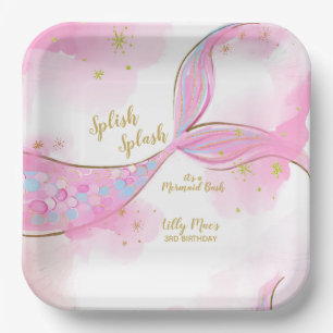 Whimsical Mermaid unter der Tafel aus Meerespapier Pappteller