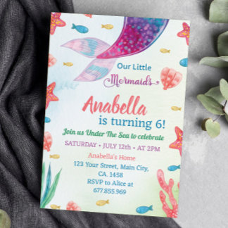 Whimsical Mermaid zum Geburtstag Einladung
