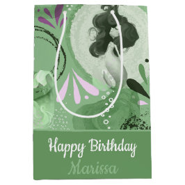 Whimsical Mermaids Green Abstrakt Mittlere Geschenktüte