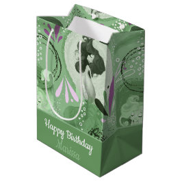 Whimsical Mermaids Green Abstrakt Mittlere Geschenktüte