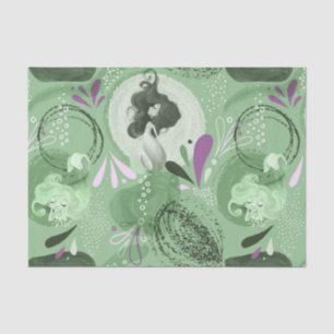 Whimsical Mermaids Grüner Abstrakter Hintergrund Seidenpapier