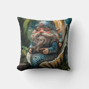 Whimsical Merman Gnome Figurine in Seashell - Unde Kissen