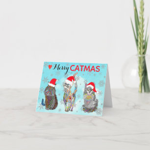 Whimsical Merry Catmus Cats Weihnachten Karte