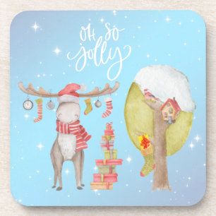 Whimsical Merry Chris Moose - Oh So Jolly Getränkeuntersetzer