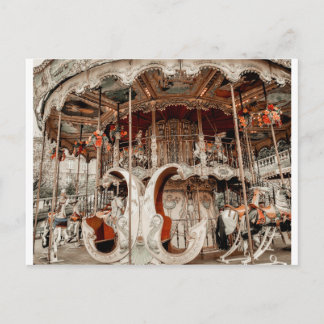 Whimsical Merry Go Round Paris Frankreich Postkarte