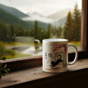 Whimsical Midnight Soccer Katze - Katzenliebhaber Kaffeetasse