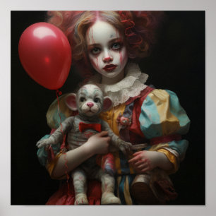 Whimsical Mini Model Clown Poster mit realistische