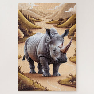 Whimsical Miniature Rhino Puzzle