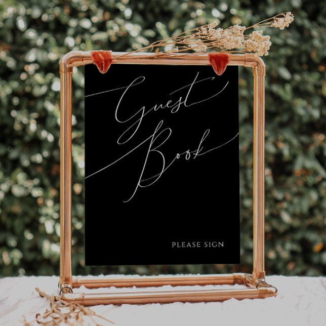 Whimsical Minimal Script | Black Guest Book Sign Poster (Von Creator hochgeladen)