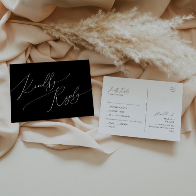 Whimsical Minimal Script | Black Menu Choice UAWG Postkarte (Von Creator hochgeladen)