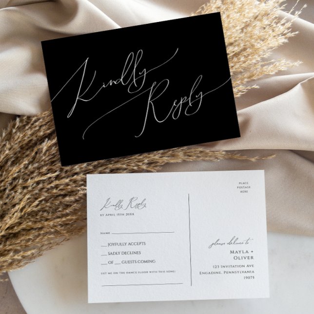 Whimsical Minimal Script | Black Song Request UAWG Postkarte (Von Creator hochgeladen)