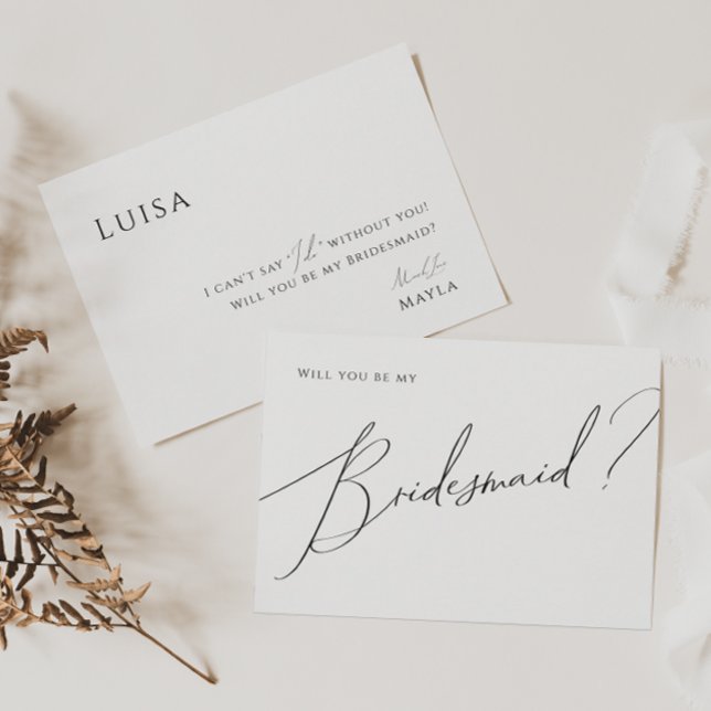 Whimsical Minimal Script Bridesmaid Vorschlag Card Einladung (Von Creator hochgeladen)
