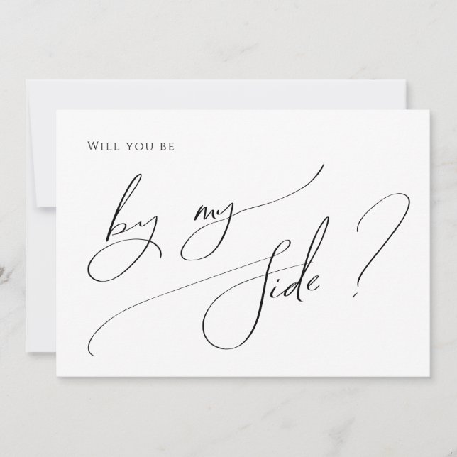 Whimsical Minimal Script By My Side Heiratsantrags Einladung (Vorderseite)