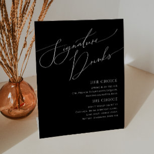 Whimsical Minimal Script Getränke mit schwarzer Sockelschild