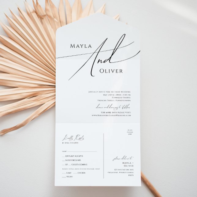 Whimsical Minimal Script Lässiges Siegel und Sende All In One Einladung (Von Creator hochgeladen)