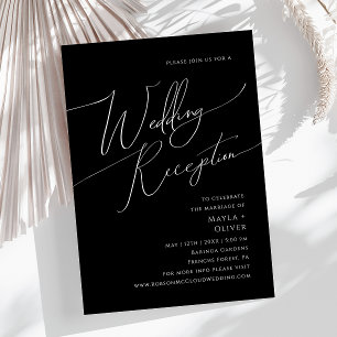 Whimsical Minimal Script   Schwarze Hochzeit Einladung