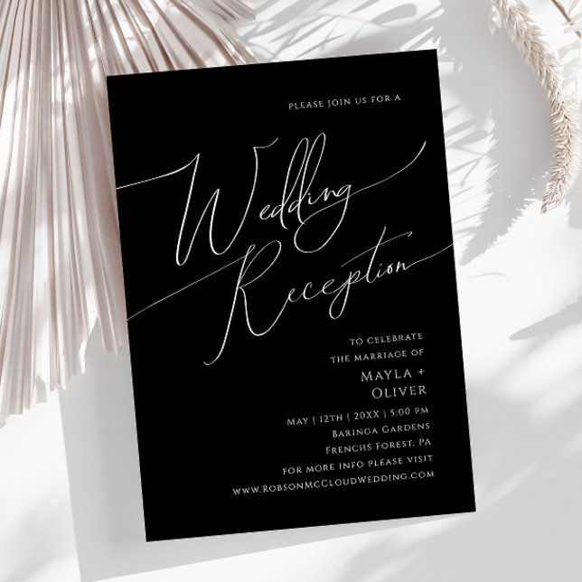 Whimsical Minimal Script | Schwarze Hochzeit Einladung (Von Creator hochgeladen)