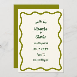 Whimsical Minimal Wavy Border Handgeschriebene Läs Save The Date