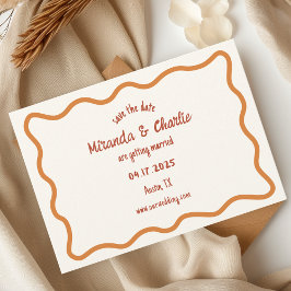 Whimsical Minimal Wavy Border Handgeschriebener 70 Save The Date