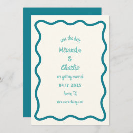 Whimsical Minimal Wavy Border Handschriftlich einf Save The Date