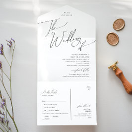 Whimsical minimale Skript Hochzeit von Siegel und All In One Einladung