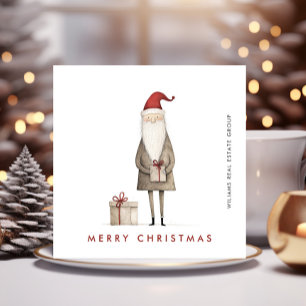 Whimsical Minimalist Santa Claus Weihnachtsunterne Feiertagskarte