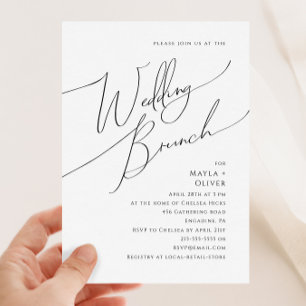 Whimsical Minimalist Script Wedding Brunch Einladung