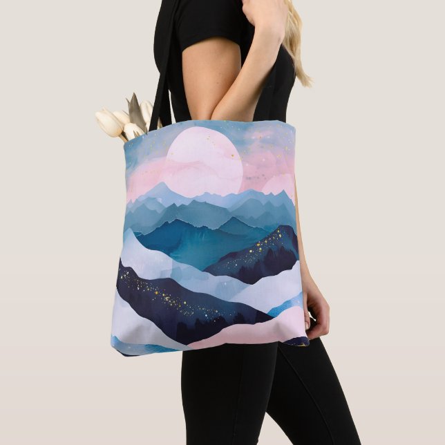 Whimsical Minimalistisch Gold Mountain Wasserfarbe (Von Nahem)