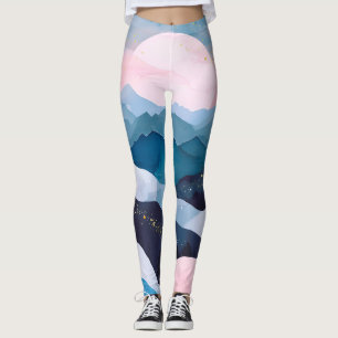 Whimsical Minimalistisch Gold Mountain Wasserfarbe Leggings