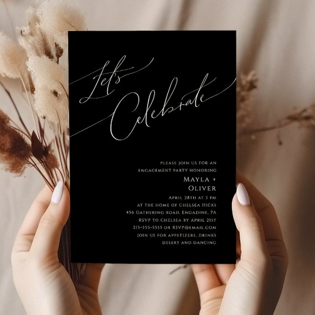Whimsical Minimalistisch Script Black Let's Celebr Einladung (Von Creator hochgeladen)