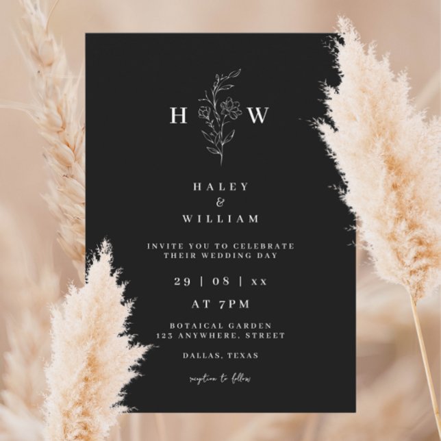 Whimsical Minimalistisch Script Simple White Weddi Einladung (Von Creator hochgeladen)