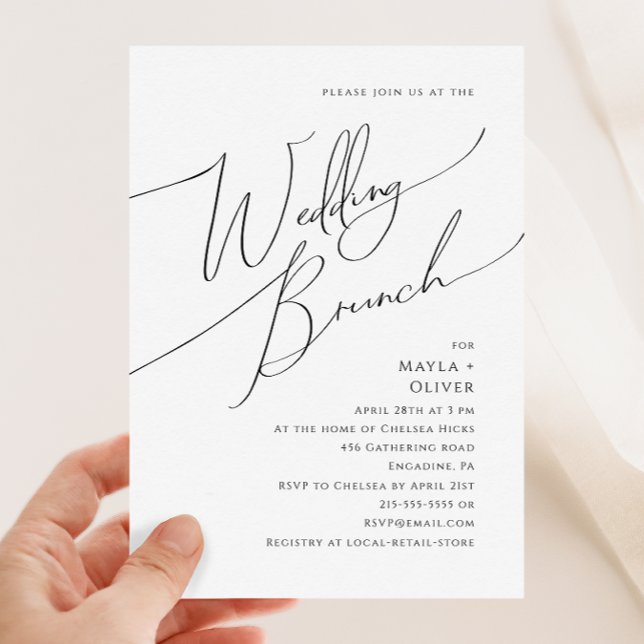 Whimsical Minimalistisch Script Wedding Brunch Einladung (Von Creator hochgeladen)