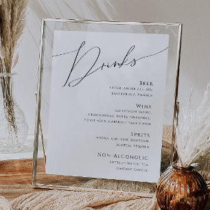 Whimsical Minimalistisch Script Wedding Drinks Men Poster