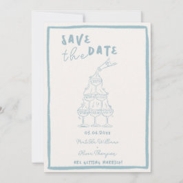 Whimsical Misty Blue Save the Date Einladung