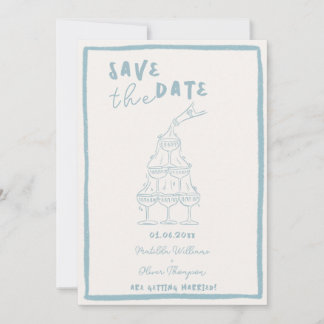 Whimsical Misty Blue Save the Date Einladung