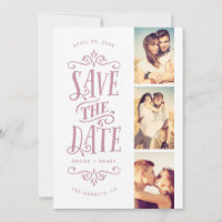 Whimsical Mod 3-Foto Save the Date | Malvenfarben