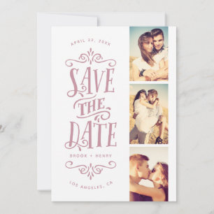 Whimsical Mod 3-Foto Save the Date   Malvenfarben