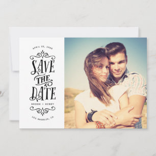 Whimsical Mod Foto Save the Date   Schwarz