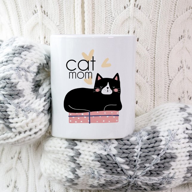 Whimsical Modern Cat Mama Spaß Typografie Kaffeetasse (Von Creator hochgeladen)