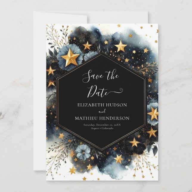 Whimsical Modern Celestial Wedding Save The Date (Vorderseite)