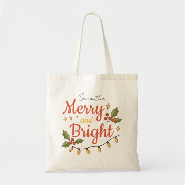 Whimsical Modern Christmas Holiday Tote Bag Tragetasche (Vorne)