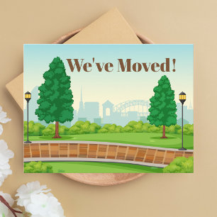 Whimsical Modern Farbige Wir sind umgezogen Neues Postkarte