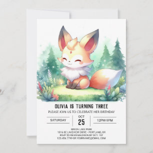 Whimsical Modern Fox Geburtstag digital Einladung