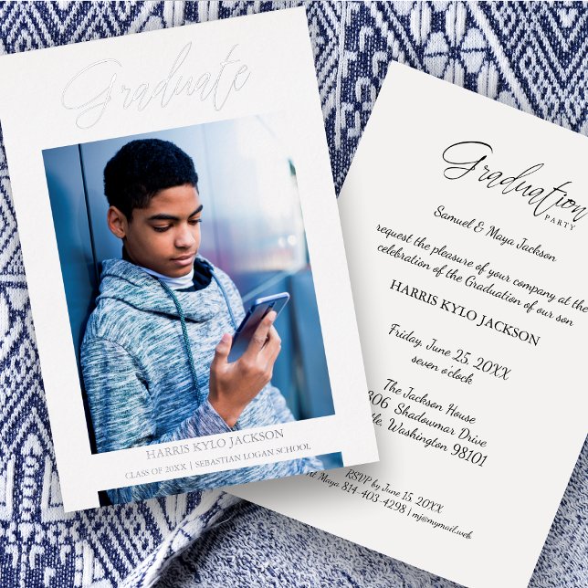  Whimsical Modern Graduation Calligraphy Photo Folieneinladung (Von Creator hochgeladen)