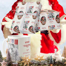 Whimsical Modern Nostalgie Weihnachten 2 Foto Geschenkpapier